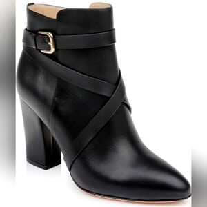 Size 8 New Women's L'AGENCE Black Francine Leather Pointed Toe Block Heel Bootie